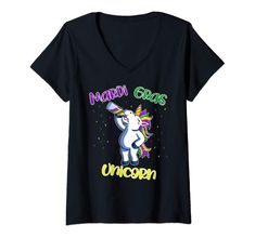 a black t shirt with an unicorn on it that says happy glops unicorn