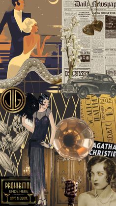 The Roaring 20s 1920s Scrapbook Ideas, 1920s Artwork, 20s Music, 20s Aesthetic, Gatsby Gala, The Roaring 20s, Prom Themes, 50th Party