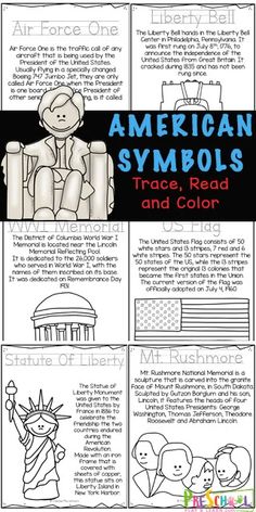 the american symbols and their meanings in an interactive activity for kids to learn how to read