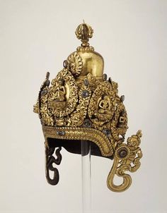 Ritual helmet. Place of origin: Nepal. Date: 1677. Royal Crowns, Stone Gallery, Asian History, Crown Hat, Tibetan Art, Royal Jewels, Buddhist Art, Royal Jewelry, Crown Jewels