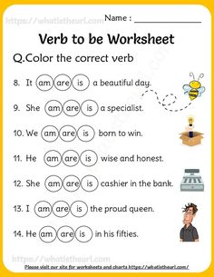 a worksheet with the words verb to be worksheet