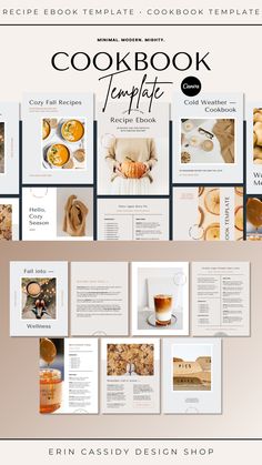 the cookbook template is shown with photos and text on it, as well as an image