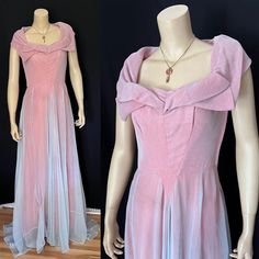 Layered Ball Gown, 1950s Ball Gown, Pink Blue Dress, Portrait Neckline, Light Spots, Metal Zipper, Beautiful Gowns, Dress Clothes For Women, Ball Gown