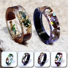 Resin Purple Sandal Wood Ebony Wood Rings for Women Men Resin Landscape Ring Male Female Finger Resin Finger Rings, Resin Landscape, Cheap Resin Ring Jewelry, Wood And Resin Rings, Handmade Multicolor Resin Rings, Wood Resin Rings For Men, Dried Flower Resin, Purple Sandals, Flower Resin