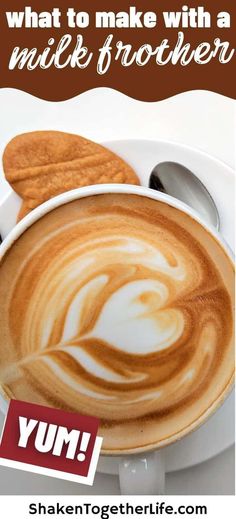 what to make with a milk frother in the shape of a heart on top of a white plate