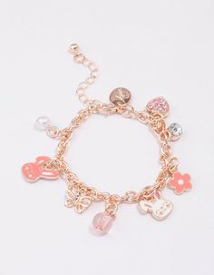 Add a decorative touch to your Easter outfit with this adorable charm bracelet. This unique charm bracelet is adorned with cute Easter charms, including bunny rabbits, bows and hearts. Perfect for all your Easter celebrations! Weight: 14.9g | Lovisa Kids Rose Gold Bunny Charm Bracelet, Pink Bunny Rabbits, Cute Easter, Easter Outfit, Easter Celebration, Jewellery Accessories, Favorite Rings, Unique Charms, Bunny Rabbit, Rabbits