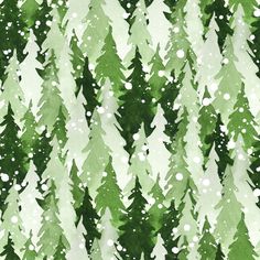 a green and white christmas tree pattern with snow flakes on it's branches