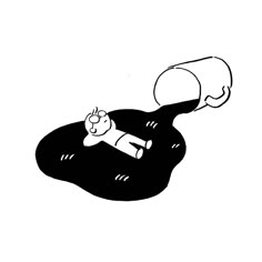 a black and white drawing of a baby laying on its back