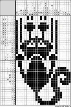 a cross stitch pattern with an image of a black and white cat in the middle