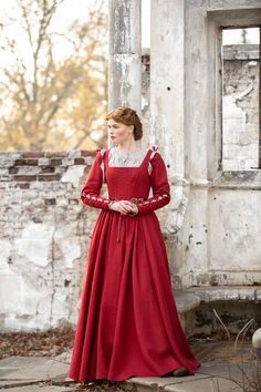 Corset Kirtle Renaissance Dress “German Rose” Kirtle Dress, German Costume, German Dress, Boned Corsets, Medieval Dress, Medieval Clothing, Costumes For Sale, Traditional Costume, Central Europe