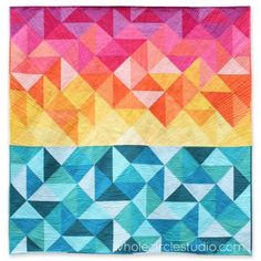 Sun Salutations | Quilt Pattern | Whole Circle Studio Rainbow Quilts, Half Square Triangle Quilts Pattern, Triangle Quilt Pattern, Sun Salutations, Half Square Triangle Quilts, Creative Sewing, Rainbow Quilt