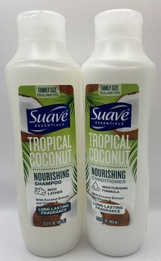 Suave Essentials Tropical Coconut Nourishing Shampoo & Conditioner 22.5 fl oz. Nourishing Shampoo, Shampoo Conditioner, Shampoo And Conditioner, Vitamin E, Vitamins, Health And Beauty, Hair Care, Coconut, Moisturizer