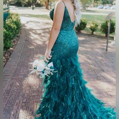 Hunter Green Feather Worn Once Adjustments Made Of Straps Green Feather, Hunter Green, Prom Dresses, Prom, Womens Dresses, Green, Dresses, Women Shopping, Color