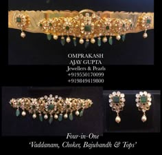 4 in 1 Vaddanam + Choker + Bajubandh + Earrings photo Vaddanam Locket Designs, Vadanam And Haram 2 In 1, 2 In 1 Haram And Vaddanam, Golden Jewellery, 22 Carat Gold Jewellery