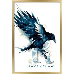 the ravenclaw logo is shown in blue watercolor on a white paper background