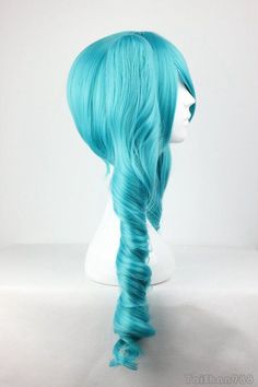 Blue Pigtails, Blue Cosplay Wig, Blue Cosplay, Anime Party, Miku Cosplay, Party Wig, Curly Ponytail, Miku Hatsune, Mild Shampoo