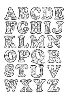 the alphabet is decorated with snowflakes and letters that are outlined in black ink