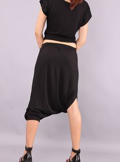 Woman Pants Black skirt pants Extravagant pants Harem Baggy High-waist Harem Pants With Elastic Waistband, Versatile Black Wide Leg Harem Pants, High Waist Harem Pants With Elastic Waistband, Versatile Black Stretch Harem Pants, Versatile Stretch Black Harem Pants, High Waist Baggy Harem Pants For Loungewear, Baggy Black Harem Pants For Summer, Loosely Fitted High Waist Harem Pants For Loungewear, Black Stretch Harem Pants With Elastic Waistband