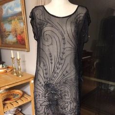 This Stunning Vintage Dress Is Made Of A Mesh Fabric With Detailed Beading All Over It. It Is Original. There Are No Holes But The Seams Need Of Repair (See Photo Of Right Side). It Is Sheer All Over, Very Difficult To Get Good Photos. One Side Has A Large Button. The Fringe At The Hem Hits At About The Knees. It Is Basically A Rectangular Shape. It Measures 22 Inches From Armpit To Armpit And Measures The Same Across To The Hem. It Was Purchased From A Shop That Specialized In Items Worn In Movies But I Do Not Know Its History Other Than That. Please Email With Questions. Large Buttons, Beaded Dress, Mesh Fabric, Vintage Lace, Vintage Dresses, Cool Photos, Colorful Dresses, Womens Dresses, Lace