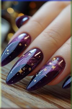 Fashion: #fashion, #style, #outfitinspiration, #beauty Dark Purple Nails, Plum Nails, Witchy Nails, Velvet Nails, Purple Nail Designs, Smink Inspiration, Gold Nail, Fancy Nails