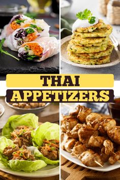 there are many different types of appetizers on this page, including meats and vegetables