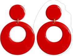 Trendy Red Circular Jewelry, Trendy Red Resin Earrings, Modern Red Hoop Earrings, Modern Red Round Earrings, Modern Red Small Hoop Earrings, Modern Small Red Hoop Earrings, Modern Red Hoop Jewelry, Bold Red Drop Earrings, Red Round Clip-on Earrings