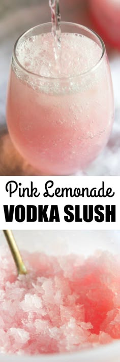 It only takes 3 ingredients to make this easy Pink Lemonade Vodka Slush! This Midwestern classic is great for the holidays, showers, and cocktail parties! Pink Lemonade Vodka Slush, Pink Lemonade Vodka, Vodka Slush, Snacks Für Party, Kool Aid, Alcohol Recipes, Daiquiri, Milkshakes, Ginger Ale