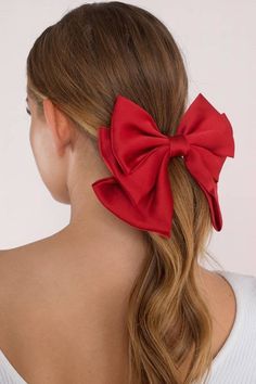 Hair Styles Red, Ponytail Scrunchie, Red Hair Clips, Red Hair Accessories, Bow Tie Hair, Hair Clip Accessories, Trendy Bows, Tie Hair, Bow Hairstyle