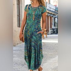 Women’s Casual Floral Print Maxi Long Dress With Pockets, Medium/ Size 6 Chest 37- 3/4 Inch Way, Length 52 In New Without Tags Comes From Smoke Free Home Casual Maxi Dress With Pockets, Cheap Rayon Maxi Dress For Daywear, Cheap Fitted Cotton Maxi Dress, Affordable Maxi Dress With Pockets, Cheap Casual Maxi Dress For Work, Cheap Floor-length Maxi Dress For Spring, Cheap Casual Relaxed Fit Maxi Dress, Cheap Spring Maxi Dress With Button Closure, Cheap Spring Maxi Dress With Pockets