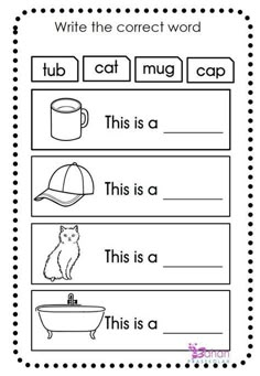 a worksheet with words and pictures to help students learn how to read the word