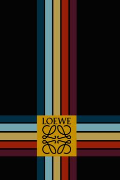 a black and yellow striped wallpaper with the words loewe on it's side