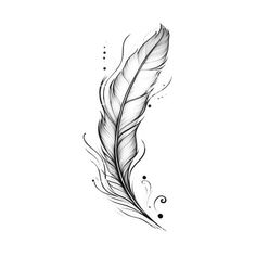 a black and white drawing of a feather