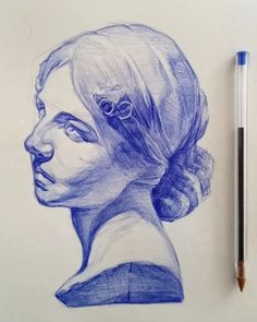 a pencil drawing of a woman's profile