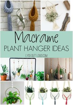 macrame plant hanger ideas with text overlay that says macrame plant hanger ideas