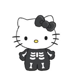 a hello kitty skeleton with a bow on it's head