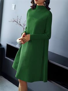 Elegant Sweater, Plain Dress, Turtleneck Sweater Dress, Affordable Dresses, Sweater Dress Midi, Vestido Casual, Daily Dress, Types Of Dresses, Buy Dress