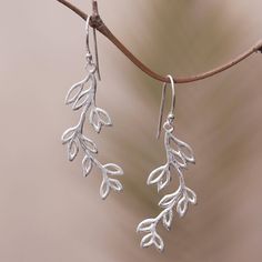 Balinese artisan Desi Antari creates these cute and delightful earrings from Bali. Crafted from sterling silver each earring features lovely little leaves treated with a brushed-satin finish that captures the light. Silver Dangle Earrings, Sterling Silver Dangle Earrings, Balinese, Silver Earrings Dangle, Jewelry Packaging, Hook Earrings, Jewelry Gift Box, Wire Jewelry, The Light