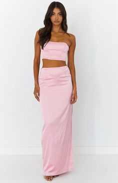 * Pink Cropped Corset Top 
 * Obsessed with this stunning pink corset () crop top! Style with the matching Mckenzie Satin Maxi Skirt () for a luxe going out look. You're bound to stand out in any crowd in this gorgeous set (). Perfect for a cocktail night out - just add some dainty jewellery () and heels ()! Or switch it up with jeans () and boots () for a more casual fit. 
 * 
 
 * Cropped length 
 * Strapless corset style 
 * Mid-weight satin material 
 * Gold metal side zip 
 * Stretch fabric Cropped Corset Top, Pink Maxi Skirt, Cropped Corset, Satin Corset Top, Dainty Jewellery, Satin Maxi Skirt, Prom Midi Dress, Cocktail Night, Pink Corset