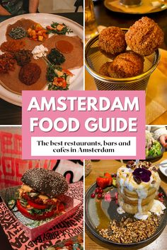 the best restaurants, bars and cafes in amsterdam are featured on this postcard