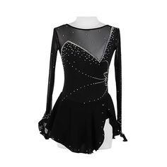 a black and white figure skating dress on a mannequin