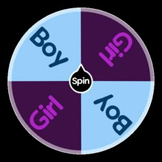 the word boy, girl, and boy in four different colors on a circular wheel