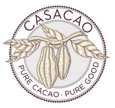 the logo for cascao pure caco - pure good, which is made with cocoa