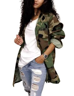 PRICES MAY VARY. Slim fit jacket with belt,lightweight and comfy wear Casual jacket for women,camo jackets,military coat,lapel collar and v neck,army coat,button down coat for ladies,front flap pockets,trendy clothes for women This womens outerwear jacket suitable for army,soldier,streetwear,outdoor,casual to wear ❤Size: please check the real measurement of the product on page of Description before you buy,NOT AMAZON OFFICIAL SIZE CHART;This item is your country's size,so you can choose it as your usual wear Product information: Material:51% Cotton Type:Regular fit Pattern:Tie Dye Neck Type:V-Neck Sleeves:Long Sleeve Weight:530g  Note: Please check the detail scale of the product before you buy  Size information: S(tag S) :Bust:102cm/40.16",Length:79cm/31.10",Sleeve:53cm/20.87" M(tag M) :B Army Fatigue Jacket, Camo Jacket Women, Coat For Ladies, Army Coat, Womens Outerwear, Camouflage Jacket, Womens Jackets Casual, Comfy Wear, Military Coat