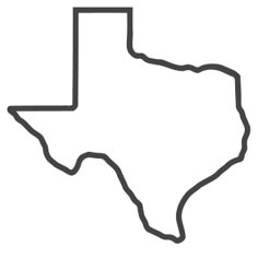 the state of texas outlineed in black on a white background with an arrow pointing to it