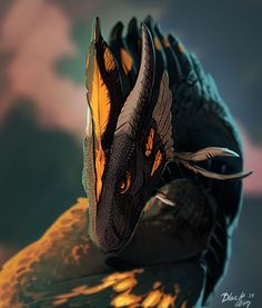 an artistic rendering of a dragon's head