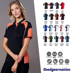 #ad Great Shopping Ladies Polo Shirts Contrast Panel Cool Dry Breathable Work Casual Sport Short, Fashion womens top Short Fashion, Casual Sport, Polo Shirt Women, Short Sleeve Polo, Polo Shirts, Work Casual, Sport Shorts, Red Gold