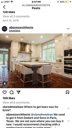 an image of a kitchen being viewed on instagram