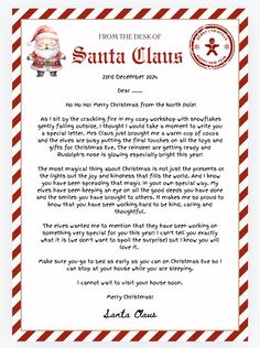 santa claus letter from santa claus to santa claus on christmas day, with the message