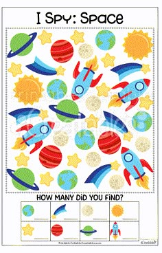 I Spy Space Printable, Planets Free Printables, I Spy Space Free Printable, Outer Space Language Activity, Space Math Activities Preschool Free Printable, Space Theme Printables Free, Space Worksheets For Preschool Free Printables, Space Games Preschool, Solar System Theme Preschool