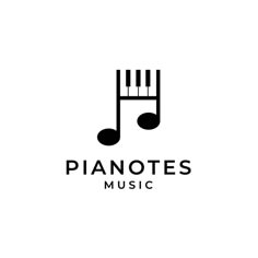 the logo for pianoes music, which is black and white with musical notes on it